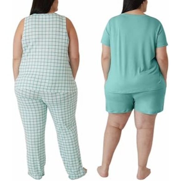 Eddie Bauer Sm 4-Piece Pajama Set Shirt Tank Top Shorts Pants Sleepwear Lounge - Picture 6 of 8